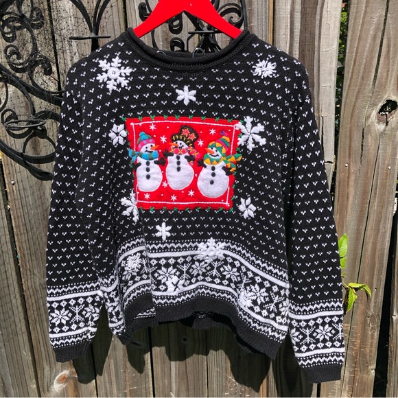 Vintage Victoria Jones Snowman Sweater L - Picture 1 of 6